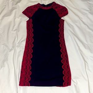 Black red lace dress